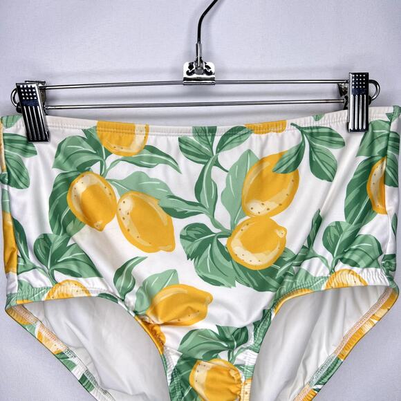 Mod Cloth Lemon Print Summer Bikini Bottoms Hight Waisted Size Small - Picture 2 of 11